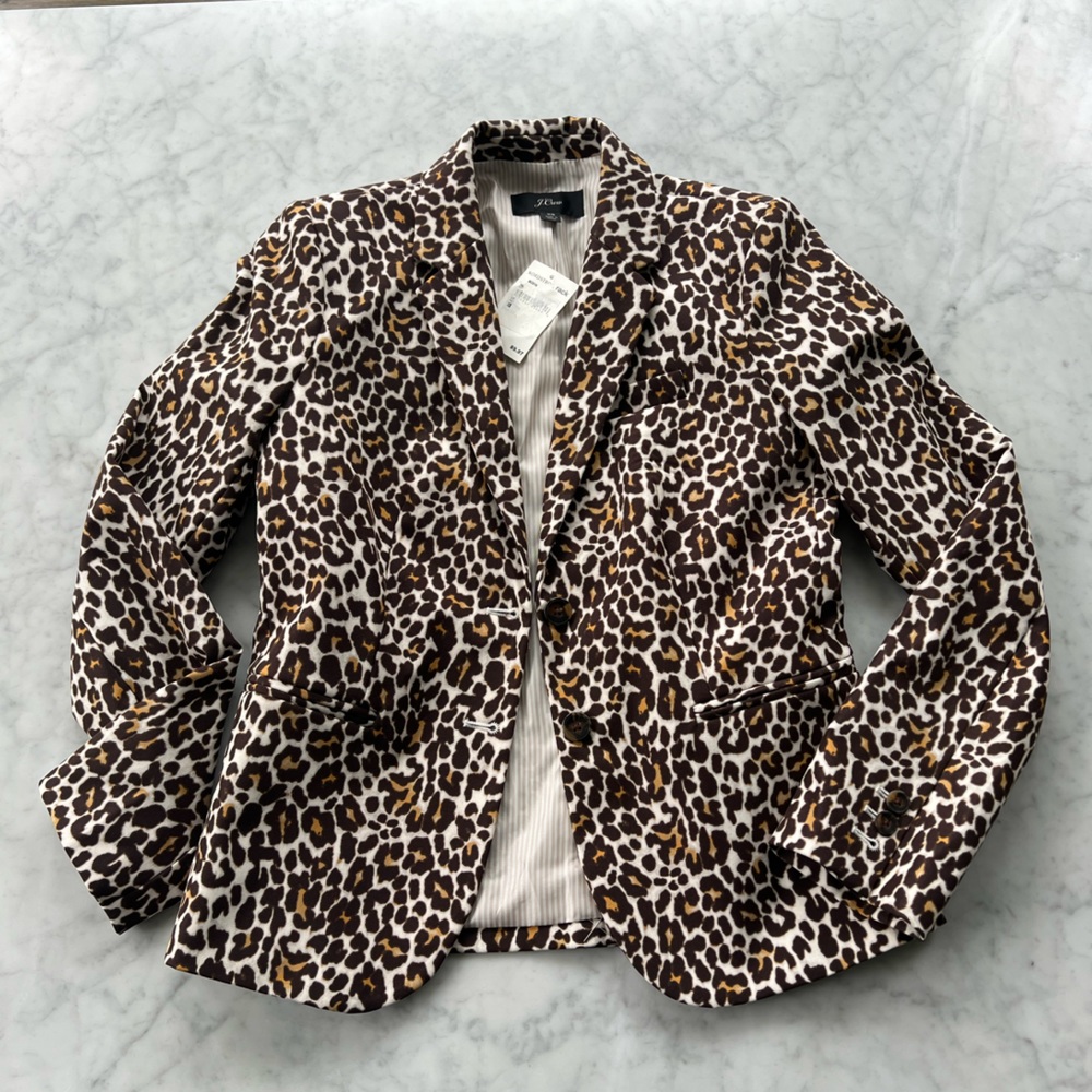 NWT J. Crew Leopard Printed School Boy Blazer Sz XS